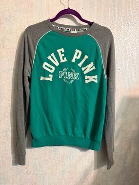 PINK Victoria's Secret Teal and Gray Crewneck Sweatshirt, Love Pink, Wear Photos